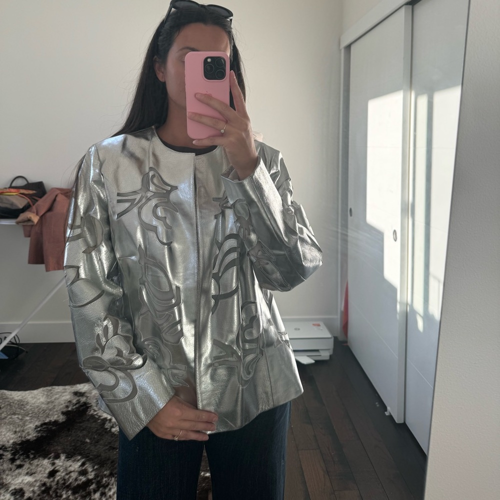 Vintage Silver Leather Jacket